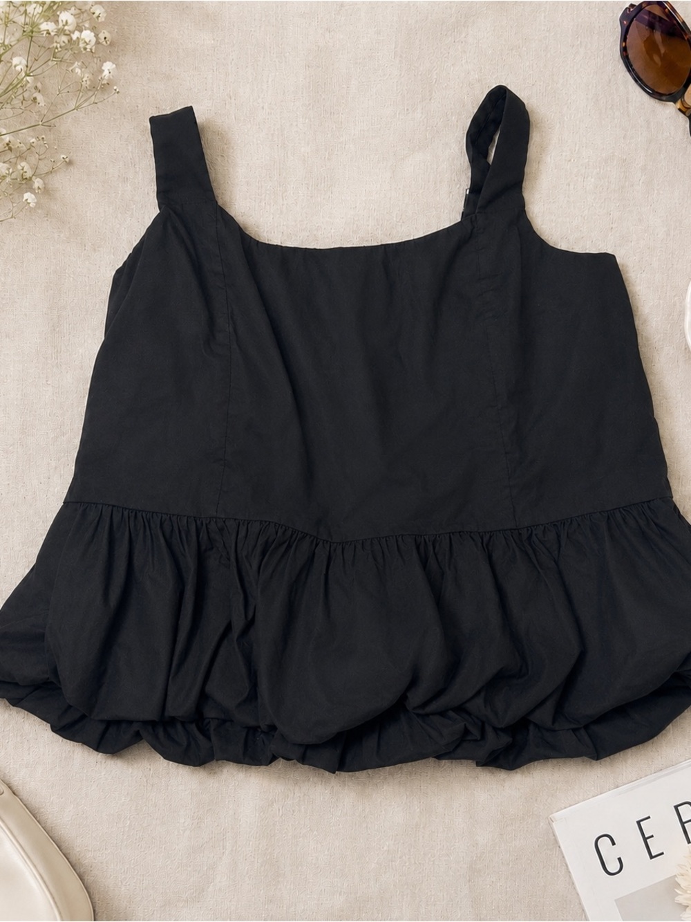 Abercrombie & Fitch Black Peplum Tank Top XL